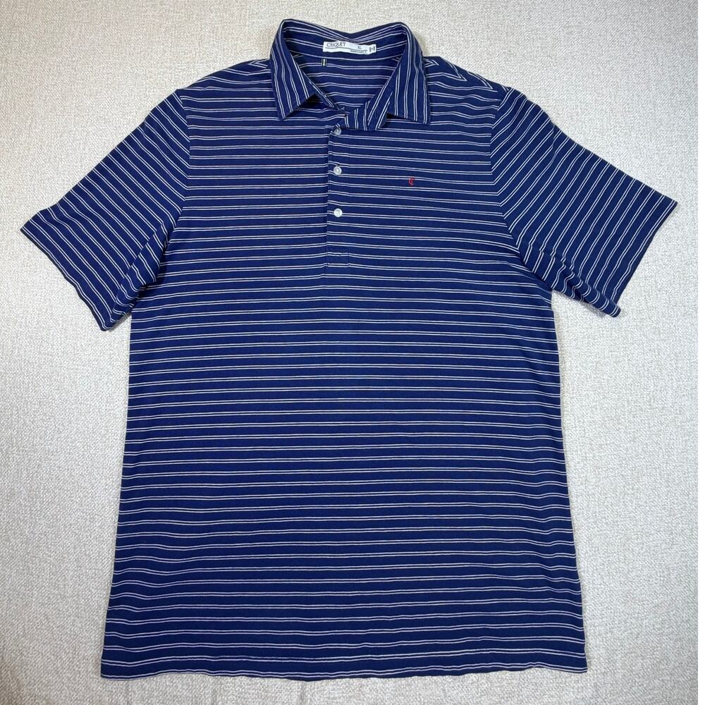 Criquet Navy Blue Striped Polo